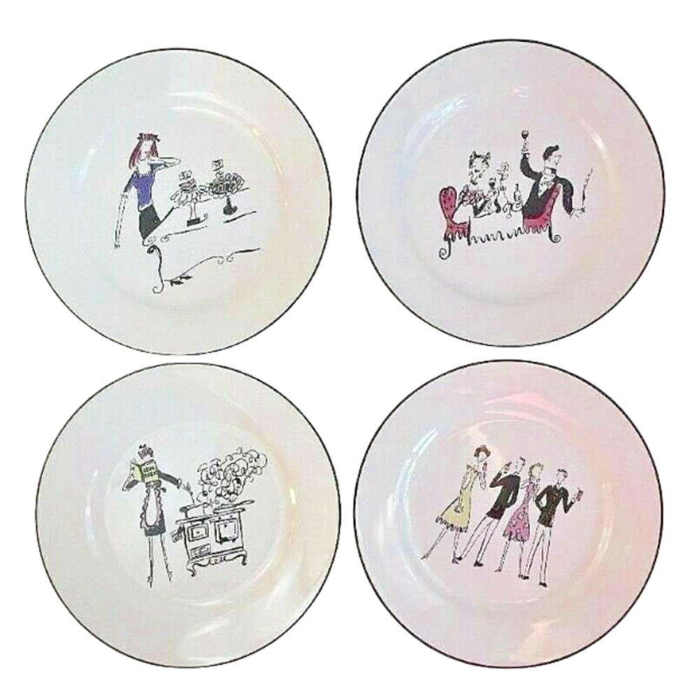 Set of 4 Rosanna Ceramic Salad Plates A Woman's Work is Never Done 8"